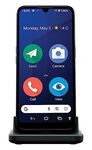 Doro 8200 4G Unlocked Smartphone for Seniors - Easy Mobile Phone - 16MP Camera - Water-resistant Android Phone - 6.1" Display - Assistance Button with GPS - Charging Cradle [UK & Irish Version] (Blue)