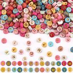 JOISHOP 1200pcs Colorful Letter Beads, A-Z Acrylic Round Alphabet Beads Spaced Threading Bulk Beads for Jewelry Making DIY Necklace Bracelet Key Chain