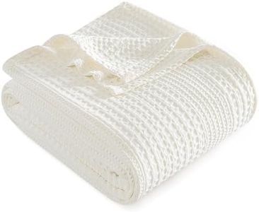 PHF Lightweight Waffle Weave Blanket Queen Size, Breathable & Ultra Soft, 90"x 90" Soft & Cozy Thin Blanket, Perfect for Summer & Hot Sleepers, Bed, Home Decor - Coconut White