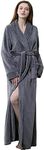 ROSEEM Womens Full Length Dressing Gown - Soft Warm Fleece Bath Robe, Ladies Cozy Loungewear, Nightwear Grey-L