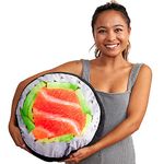 TILTECH Sushi Pillow for Bed, Sofa & Couch, 14" Soft & Plush Sushi Roll Cushion Comfortable for Home, Cute Pillows Japanese Sushi Gifts, Realistic Funny Pillow, Gag Gift for Sushi Lovers, Salmon