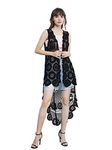 Anna-Kaci Women's Crochet Long Vest Boho Sleeveless Kimono Cardigan Swimwear Cover up, Black, One Size