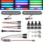 RC LED Light Bar Roof Lamp Headlight Tail Light Kit Bumper Light Compatible with Traxxas RC Car Truck Crawler Tamiya Losi HPI Rustler Axial Police Lights (100mm 2 Bar)