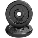 Amonax Cast Iron Weight Plates Set, 2.5kg, 5kg, 10kg Dumbbell Plates for 1" Weight Bars, Metal Barbell Plates for Weight Lifting Hip Thrust, Steel Weight Plates for Home Gym (Round | 5KG x 2)
