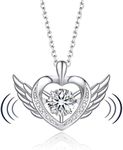 MomentWish Valentine's Day Gift, Angel Wings Necklace for Women, 1 Carat Moissanite Necklace, Simulaed Diamond Heart Necklace 925 Sterling Silver Necklace