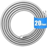 Refrigerator water line - 20 FT Premium Stainless Steel Braided Ice Maker Water Hose,Food grade PEX Inner Tube Fridge Water Line with 1/4" Fittings for Refrigerator Ice Maker