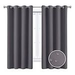 MAXIJIN Waterproof Curtains for Isolated Windows Blackout Curtains for Bedroom 2 Panels Thermal Insulating Curtains with Eyelets for Interiors/living Room (66 x 54 Inch, Grey)