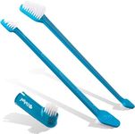 BOSHEL Dog Toothbrush Pack - 2 Long Handled Dual Headed Toothbrush + 1 Dog Finger Toothbrush Kit for Dog Dental Care - Use Double Sided Pet Toothbrush Set & Pet Finger Toothbrush with Dog Toothpaste