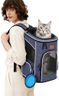 Morpilot® Cat Carrier Backpack, Foldable Pet Carrier Backpack for Cats and Small Dogs, Dog Backpack Carrier with Ventilated Design Inner Safety Strap, Puppy Carrier Bag for Travel Camping Hiking Blue