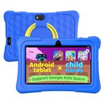 Kids Tablet, 7 Inch Android 15 Tablet for Kids, 8GB+32GB 1TB Expanding, Quad Core Toddler Tablets with Shockproof Case, BT5.0, WiFi 5, Parental Controls, Games, Dual Camera (Blue)