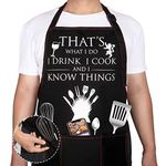 BRITEREE Funny Aprons for Men, Women with Handy Hand-Wiping Towels,Game of Thrones Gifts for Men, Dad, Boyfriend, Husband, Friends, Him, Her,Kitchen Cooking BBQ Grill Chef Apron with 3 Pockets