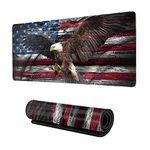 ZTHLL Desk Mat,American Flag Eagle Spreads Wings Gaming Mouse Pad,XXL Extended Mouse Pad Mat for Office,Computer,Keyboard with Non-Slip Base Stitched Eges Mousepad 35''×15.7''×0.12''