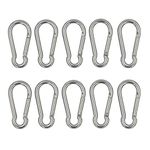 DGOL 10pcs 304 Stainless Steel Carabiner Snap Spring Hook Outdoor D Ring Chain Quick Link Lock Fastner Size 2"*1" Loading 195 lbs