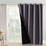 NICETOWN Thermal Insulated Curtains - Total Blackout Curtains with Black Liner Soundproof Room Divider Curtains Portable Vertical Blinds (70 by 95 Inches, Grey, 1 Pc)