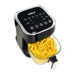 Libra 4.5 Litre Airfryer | Digital Air Fryer With Glass Bowl | Teflon-Free, 8 Presets, 1450W Power | Air Fry, Toast, Grill, Reheat, Dehydrate, & Roast | Visible Window | Smart Air Fryer Oven, Black