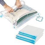 FYY Travel Space Saver Bags, 4 Pack Roll Up Reusable Travel Space Saver Vacuum Storage Bags, Waterproof Compression Bags for Travel/Home Storage, No Pump Needed