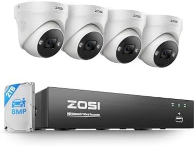ZOSI 4K POE Security Camera System Outdoor, 4PCS 4K Spotlight Wired Cameras for Home Security, Person Vehicle Detection, Color Night Vision, 8 Ports 16CH 8MP NVR with 2TB HDD for 24/7 Recording