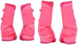 LEAFOREST Horse Fly Boots Set of 4 - Non Slip Leg Protection for Donkey Mini Pony Draft, Breathable Mesh Fly Boots for Pasture & Barn Use Pink Full