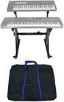 Rockville Z45W Z-Style 2-Tier Keyboard Stand+Wheels+Bag+Adjustable Height+Width,Black