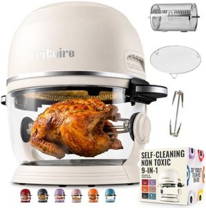 Non Toxic Air Fryer™ - Glass AirFryer 5 Quart w/ 360 Visibility, Self-Cleaning, 400F Vortex Air Fryer for Even Cooking, BPA-Free Teflon Free, 9-in-1 Functions, Rotisserie, Roast, Bake, White