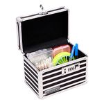 Vaultz Medicine Storage Box w/Combination Lock - 4 x 6 x 4 Inches Cabinet Safe, Black & White Stripes