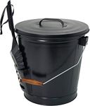 Panacea Open Hearth Ash Bucket with Shovel, Metal, Black, 28 x 28 x 43.2 cm