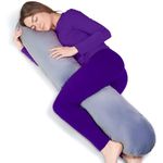 Byre ®Pregnancy Pillow - Full Body Maternity Pillow - Premium Memory Foam Pillow - Hypoallergenic Nursing Maternity Support Pillow - Back Neck & Leg Pain Relief Grey Soft Velvet - Narrow Long Pillow