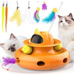 Dreamon 4 in 1 Interactive Cat Toys for Indoor Cats Adult - Upgrade USB Rechargeable Automatic Cat Feather Toy Kitten Toys Gift for Pets Cats