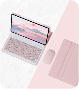 IPad Keyboard Case with Mouse,Empty room Wireless Bluetooth Keyboard with 10.2/10.5 Inch IPad Case,IPad Case with Keyboard for 2021 9th/2020 8th/2019 7th Gen/Air3, Pink