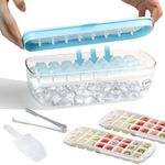 Ice Cube Tray with Lid and Bin - 2 Tier 48pcs Ice Cube Trays for Freezer,with Scoop and Tongs,Easy-Release & Stackable,Food-Grade Silicone Reusable Ice Cube Moulds for Coffee,Drinks,Cocktail,Whiskey