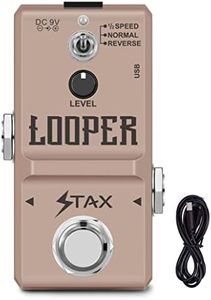 Stax Mini Guitar Looper Pedal Loop Station Unlimited Overdubs 10 Minutes of Looping, 1/2 time, and Reverse USB Port 3Mode Mini Size True Bypass