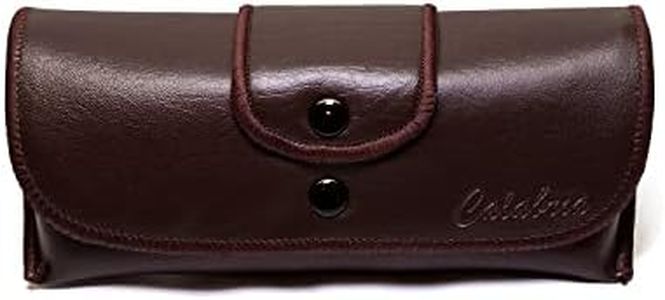 Soft Eyeglass Case Faux Leather, Attaches to Belt, Horizontal (BROWN)