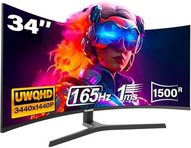 34 Inch Curved Gaming Monitor, Ultrawide 1500R PC Screen, 165Hz / 144Hz Computer Monitor Height Adjustable with FreeSync, Support HDMI, DP, Wallmount 75x75mm(Doesn't built-in speakers)