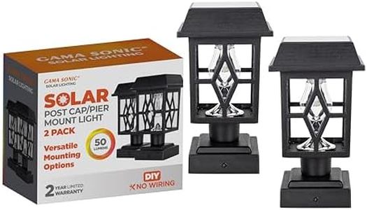 Gama Sonic Luna II Outdoor Solar Light for Columns, Walls, and Fence Posts, 2-Pack, Pier Mount Lamp or 4x4 Mount, Black Cast Heavy-Duty Aluminum