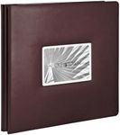 Old Town Bonded Leather Photo Album, Large Leather Scrapbook, Expandable Scrapbook Album 12x12 Double-Sided White Paper Pages and Optically Clear Pockets, Faux Suede Lining, Burgundy