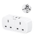 LENCENT UK to EU Euro European Plug Adapter with 1 Type C and 2 USB Ports, 2 Way Grounded Travel Adapter for Spain Germany France Portugal Greece Russia Netherlands Turkey and more(Type E/F)