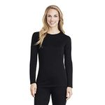 Cuddl Duds Women's Softwear with Stretch Long Sleeve Crew Neck Top, Black, Large