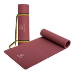 WiseLife Classic TPE 8 MM Yoga Mat with Yoga Strap for Men & Women | Extra Thick, Long & Wide Non-Slip, Anti-Tear Exercise Mat for Home, Gym, Workout, Fitness, Yoga & Pilates (Maroon)