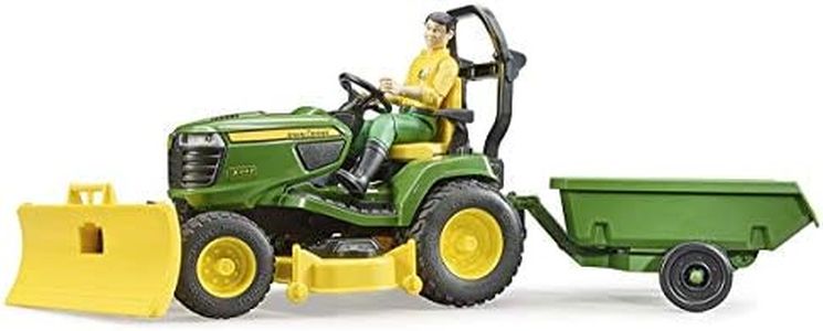 Bruder 09824 bworld John Deere Lawn Tractor w Trailer and Gardener