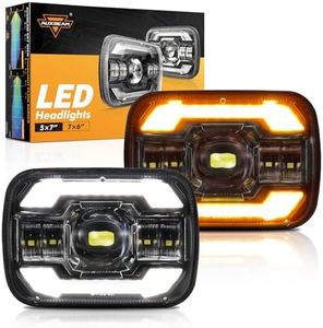 Auxbeam 5x7 7x6 LED Headlights Black with DRL & Turn Signal High/Low Beam H6054 Led Rectangular Headlight for Jeep Wrangler YJ Cherokee XJ H6054 H5054 H6054LL 69822 6052 6053