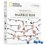 NATIONAL GEOGRAPHIC Magnetic Marble Run - 75-Piece STEM Building Set for Kids & Adults with Magnetic Track & Trick Pieces & Marbles for Building A Marble Maze On Any Magnetic Surface