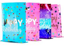 40pcs Happy Birthday Party Bags for Girls Boys,Children Birthday Goodie Bags,Little Candy Treat Bag Loot Bag with Handle,Plastic Small Gift Bags for Kids Birthday Party Favor Gift Wrapping Bags