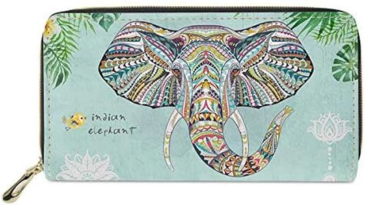 chaqlin Multi Credit Card Wallet for Womens Ladies Gifts,PU Leather Travel Business ID Cards Notes and Coins Money Bags Phone Case, Elephant, One_size, Money Clip