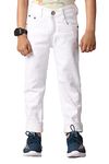 ADBUCKS Boys Jeans Stretchable Denim Fabric Regular Fit Button with Fly Zip White