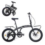 TRIOBLADE 20 Inch Folding Bike for Adult 7-Speed Shimano Drivetrain Folding Bicycle Lightweight Aluminium Frame Disc Brake Foldable Bikes for Women Men (Black & Grey)