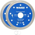 Waies 4 1/2 inch Diamond Saw Blade Diamond for Angle Grinder, Thin Cutting Wheel for Porcelain Brick Ceramic Concrete Granite Marble (2 Pcs)