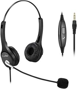 Auriculares Teléfono Móvil con Micrófono Cancelación de Ruido, Cascos 3,5mm con Cable para PC, Ordenador, Laptop, iPhone, Samsung, Smartphone, Oficina, Business, Skype, Zoom, Ultra Ligero, Chat Clara