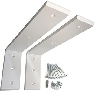 Heavy Duty L Brackets, Countertop Support Brackets, Shelf Brackets, Metal Iron Mantel Brackets (White - 12" x 6" x 2 1/2" - 2 Pack)