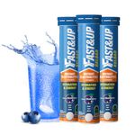 Fast&Up Reload (15 Litres) Low Sugar energy drink for Instant Hydration- 60 Effervescent Tablets with all 5 Essential Electrolytes + Added Vitamins - Certified Electrolytes Drink - Blueberry flavour