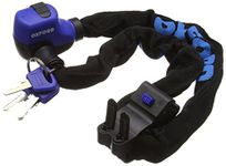 Oxford Hercules Chain Lock with Cloth Sleeve and Quick Release Jubilee Clip Bracket - Black/Blue, 90 x 6 mm